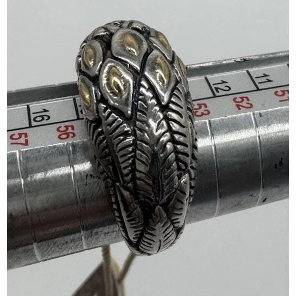 DEVATA Sterling Silver 18K Gold Art Nouveau Peacock Band Ring Size 7 Bali New